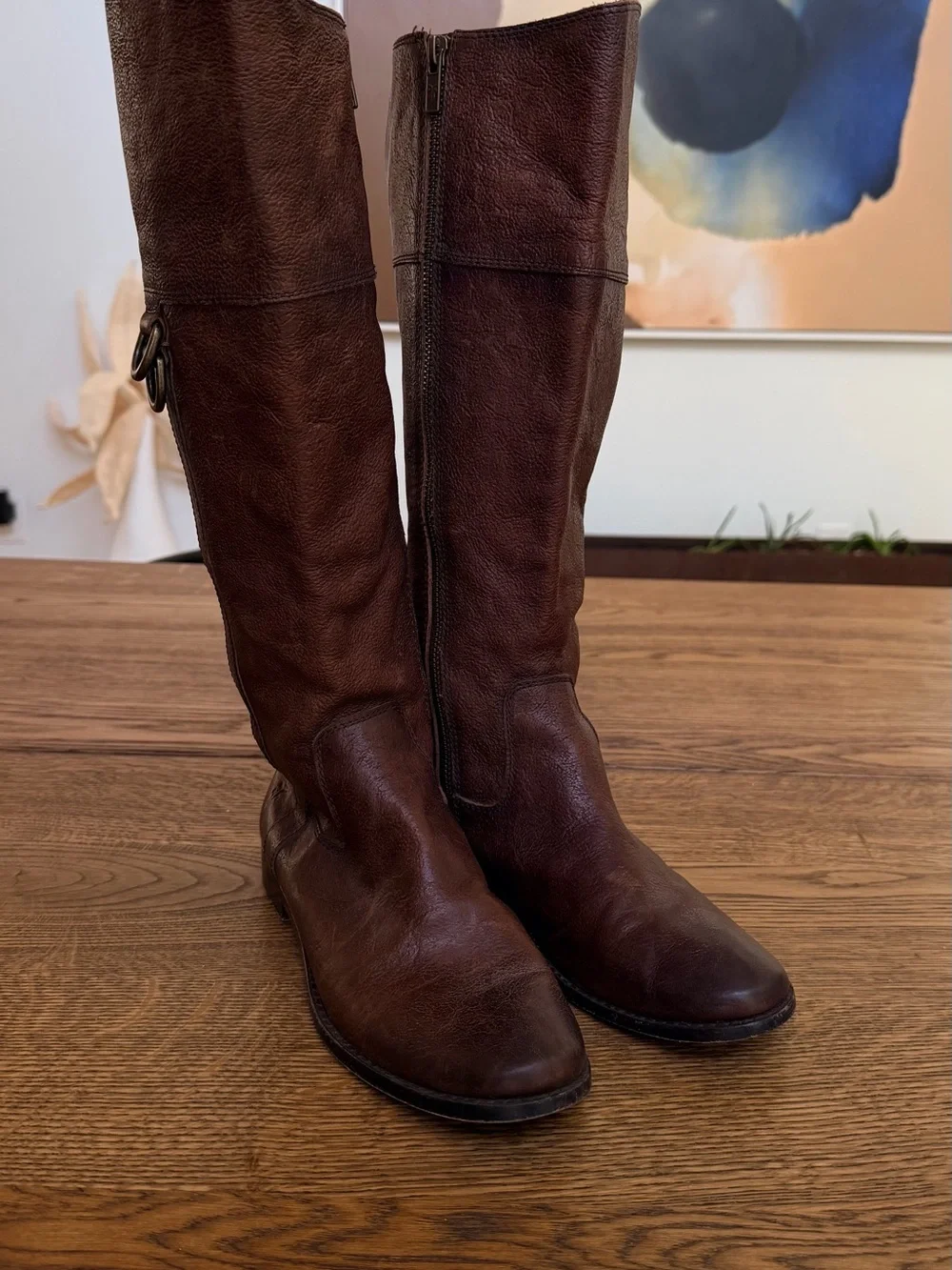 Frye Anna D-Ring Classic Tall Leather Riding Boots - Brown - Picture 1 of 7